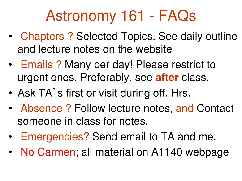 astronomy 161 faqs