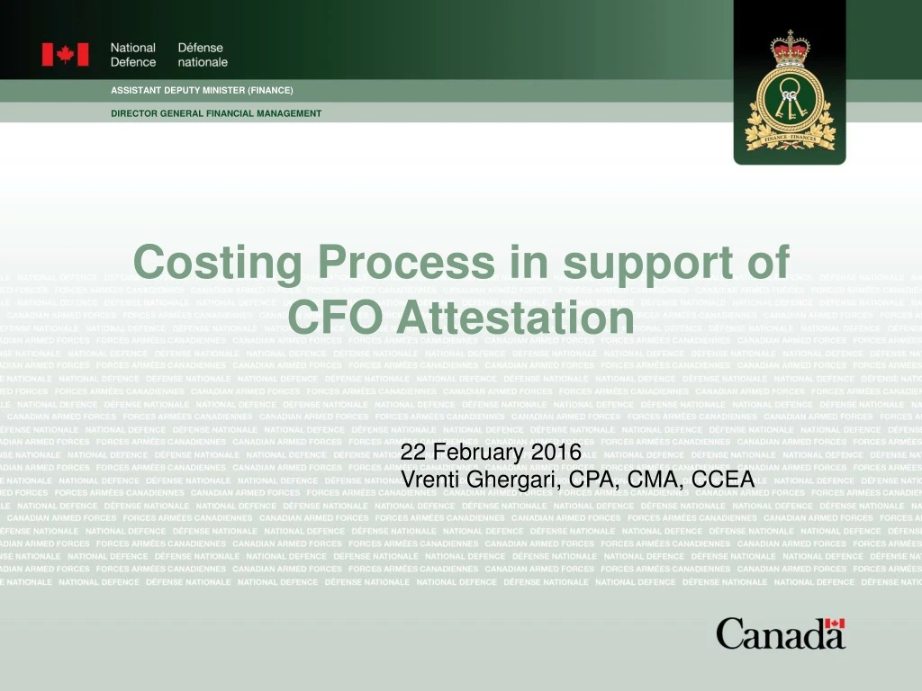 costing process in support of cfo attestation