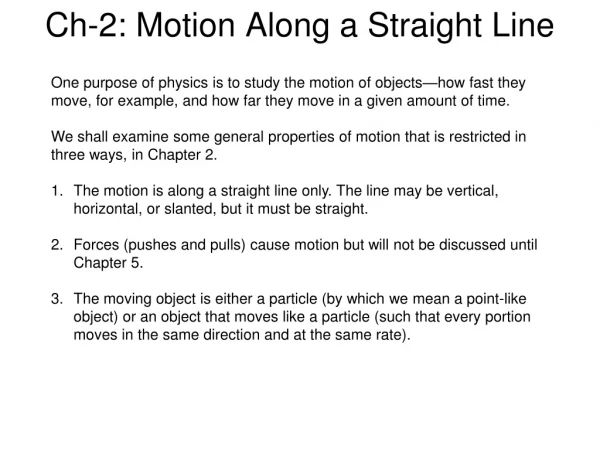 Ch-2: Motion Along a Straight Line