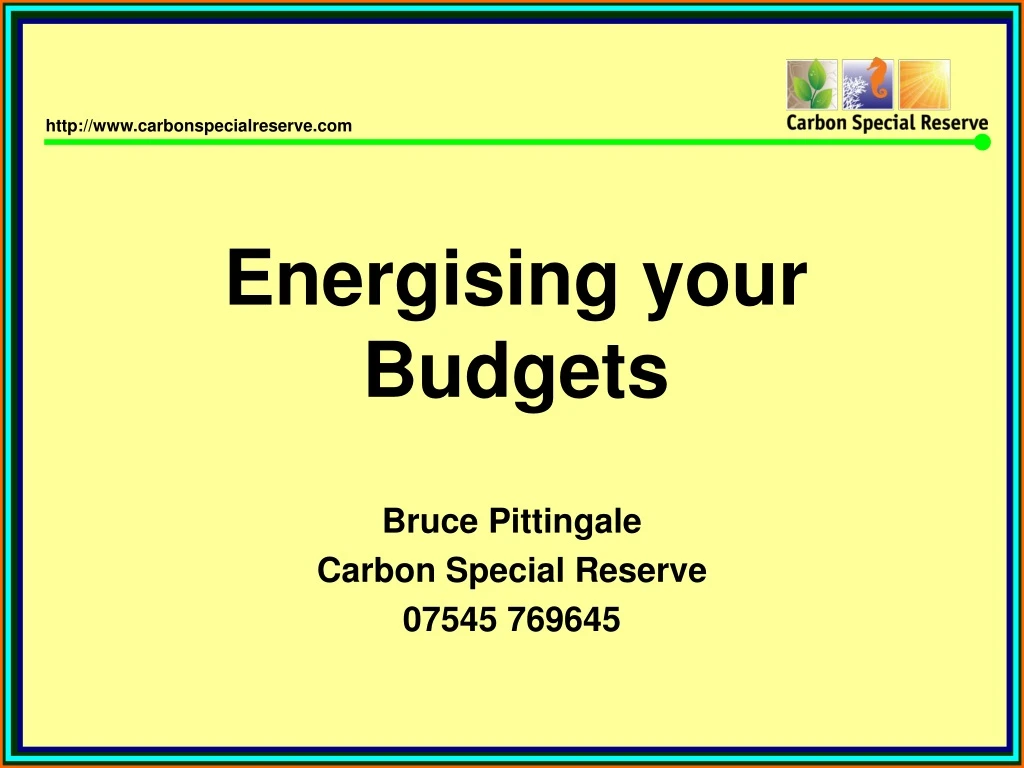 energising your budgets