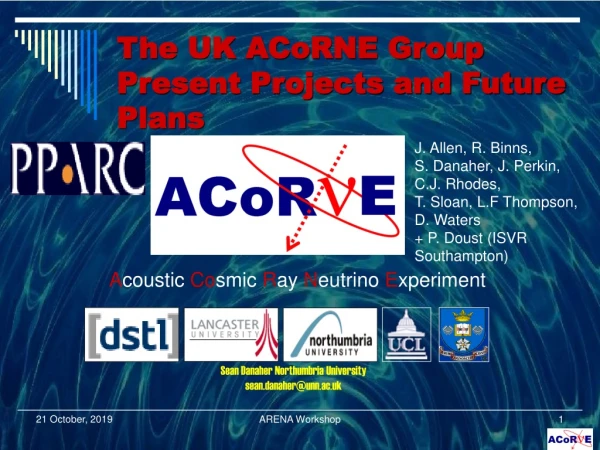 The UK ACoRNE Group Present Projects and Future Plans