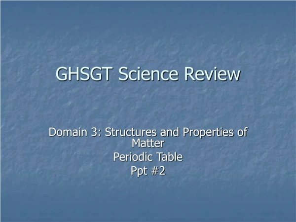 GHSGT Science Review