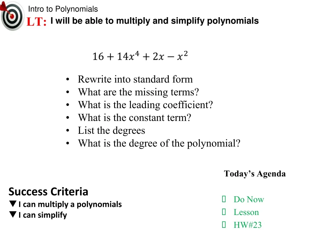 intro to polynomials
