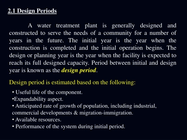 2.1 Design Periods