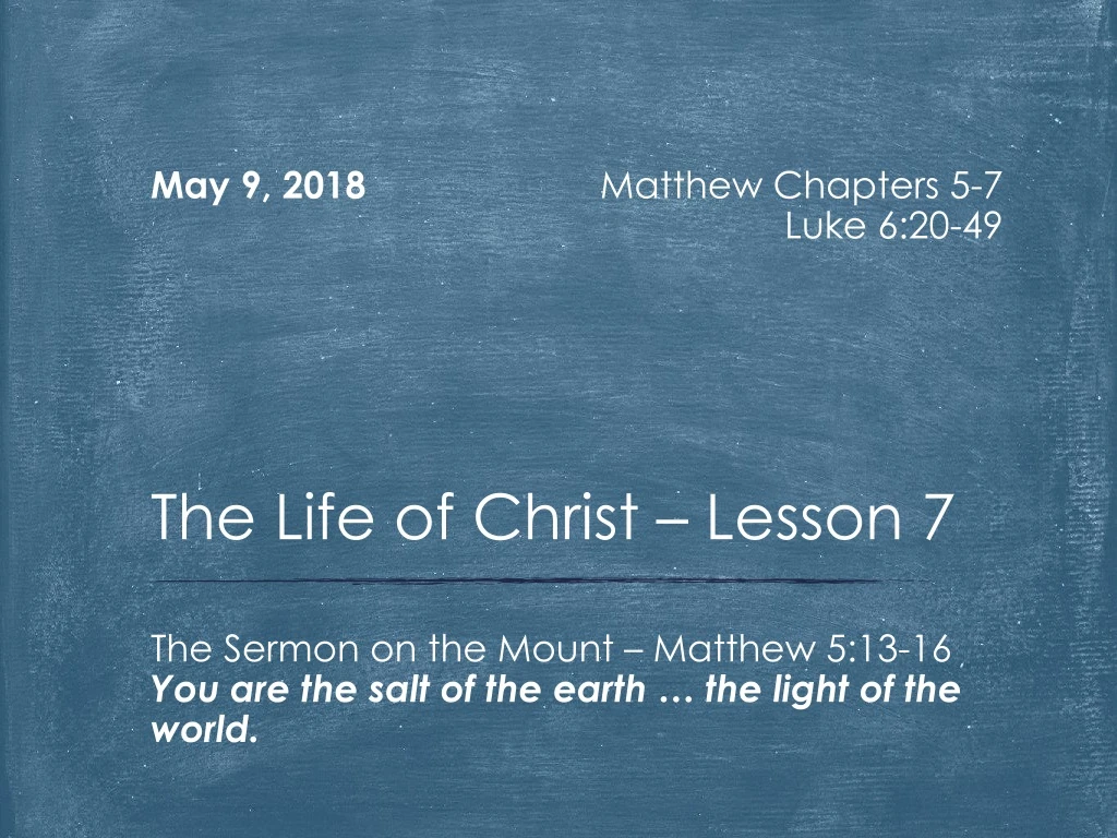 the life of christ lesson 7
