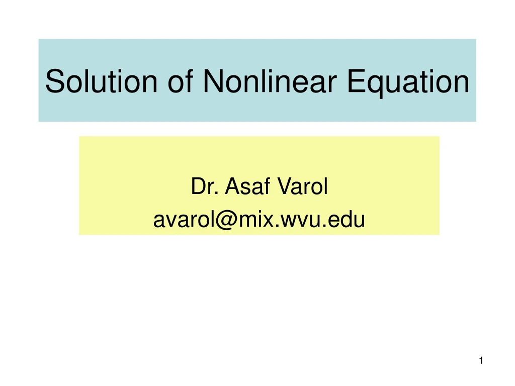 solution of nonlinear equation