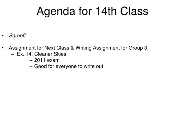 Agenda for 14th Class