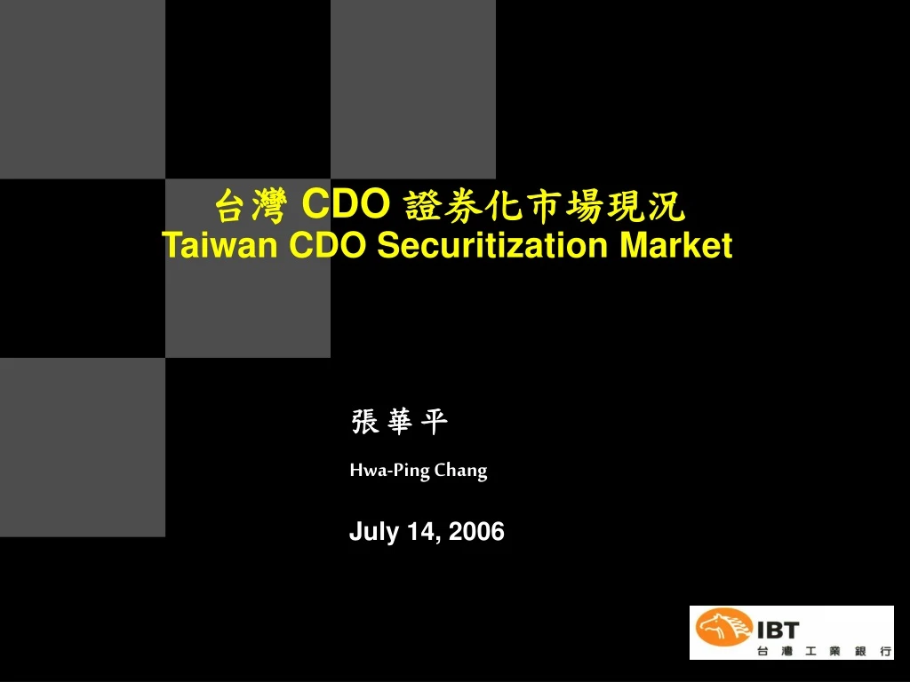 cdo taiwan cdo securitization market