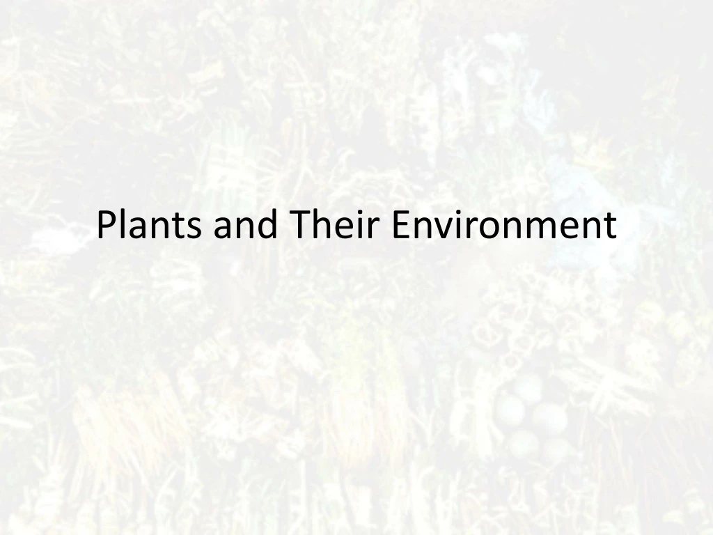 plants and their environment