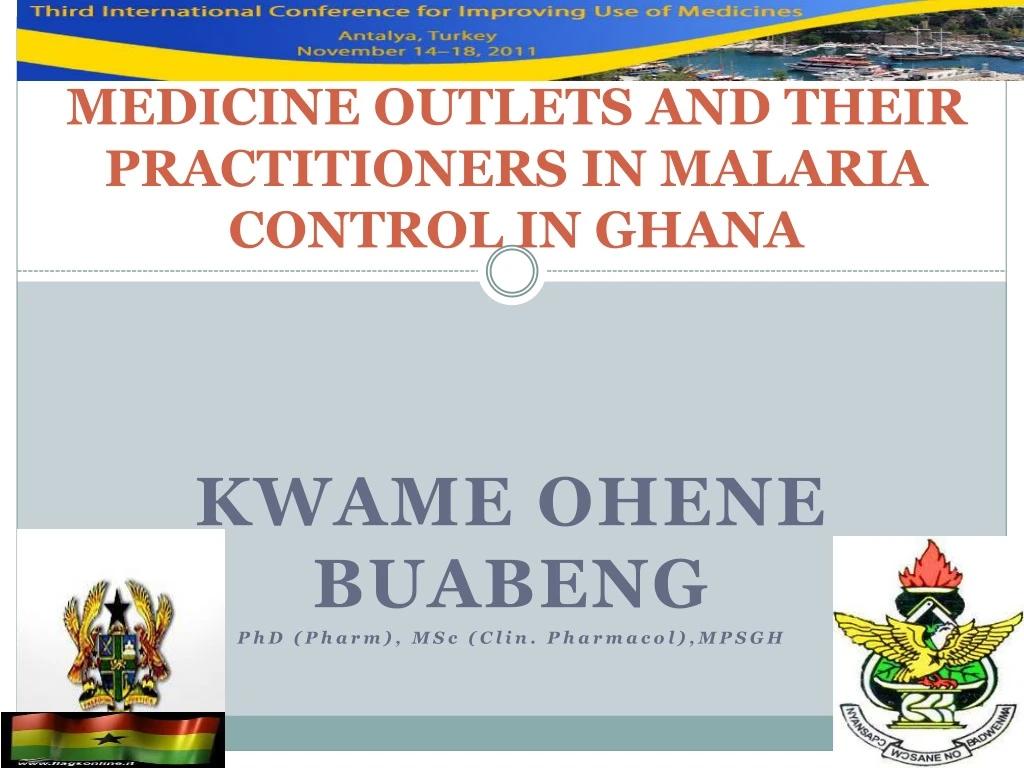 medicine outlets and their practitioners in malaria control in ghana