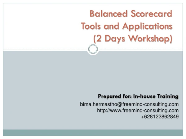 Balanced Scorecard Tools and Applications (2 Days Workshop)