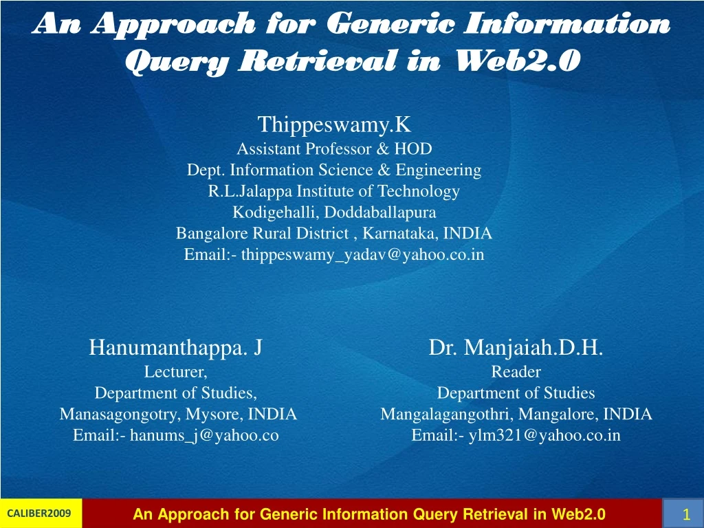 an approach for generic information query