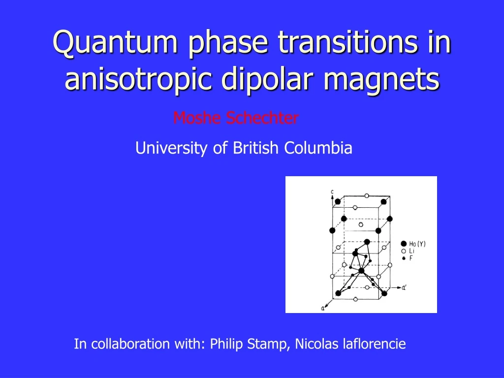 quantum phase transitions in anisotropic dipolar magnets