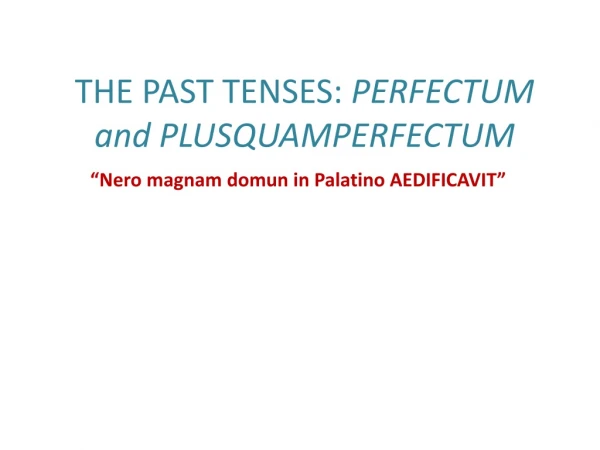 THE PAST TENSES: PERFECTUM and PLUSQUAMPERFECTUM