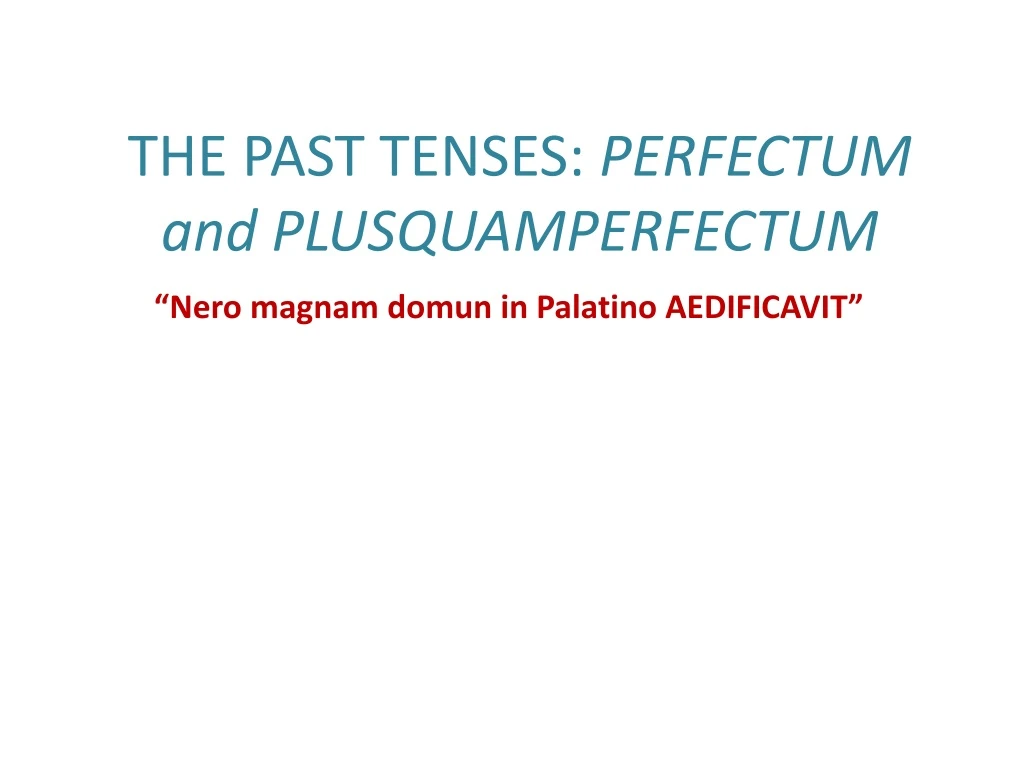 the past tenses perfectum and plusquamperfectum
