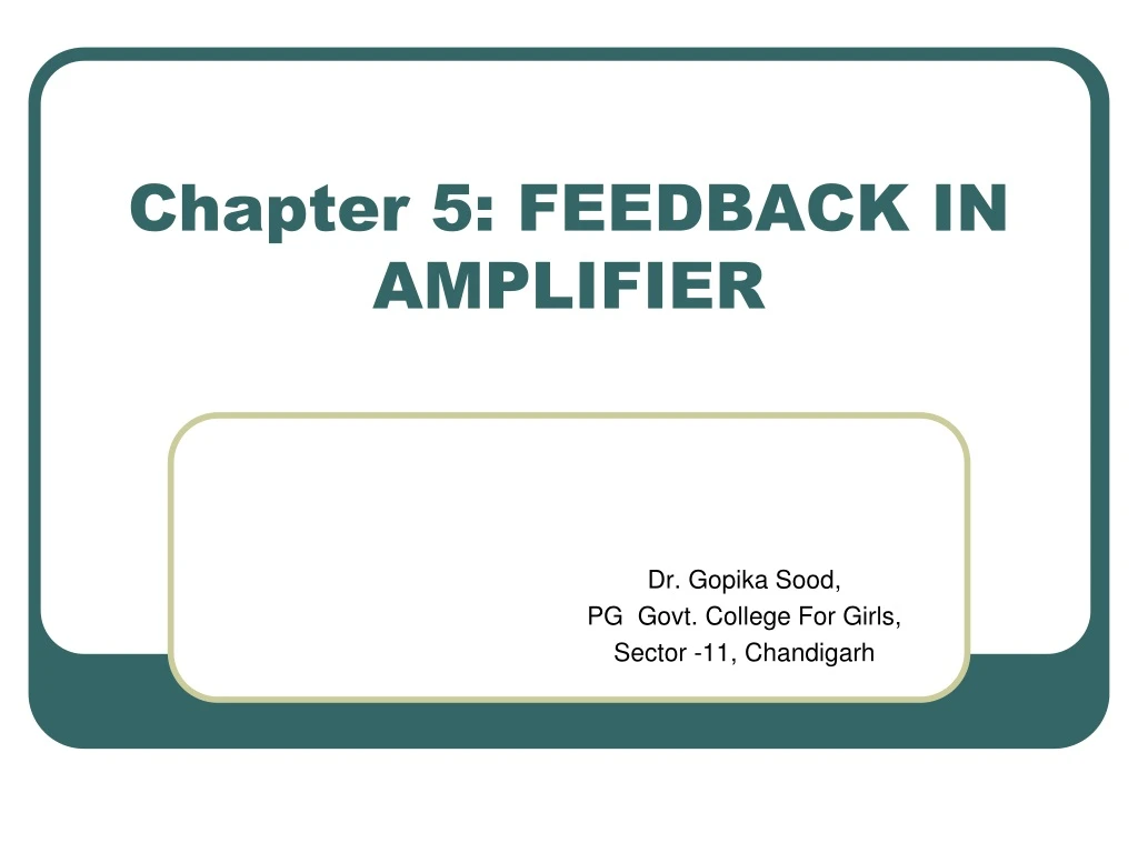 chapter 5 feedback in amplifier