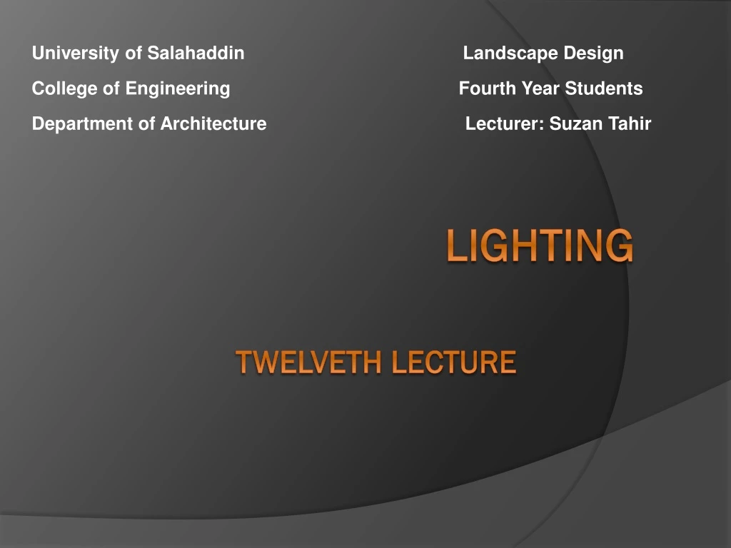 lighting twelveth lecture