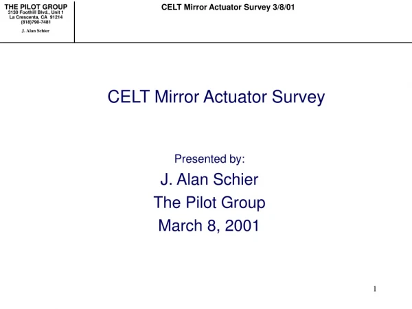 CELT Mirror Actuator Survey