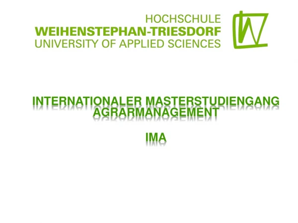 Internationaler Masterstudiengang Agrarmanagement IMA