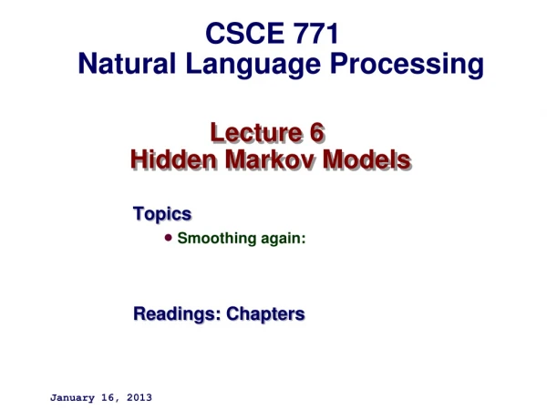 Lecture 6 Hidden Markov Models
