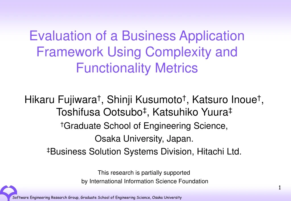 evaluation of a business application framework using complexity and functionality metrics