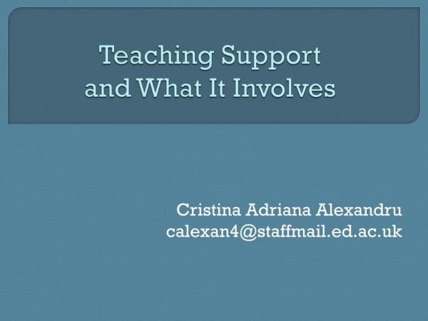 Teaching Support and What It Involves