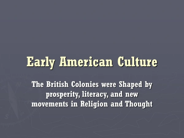 Early American Culture