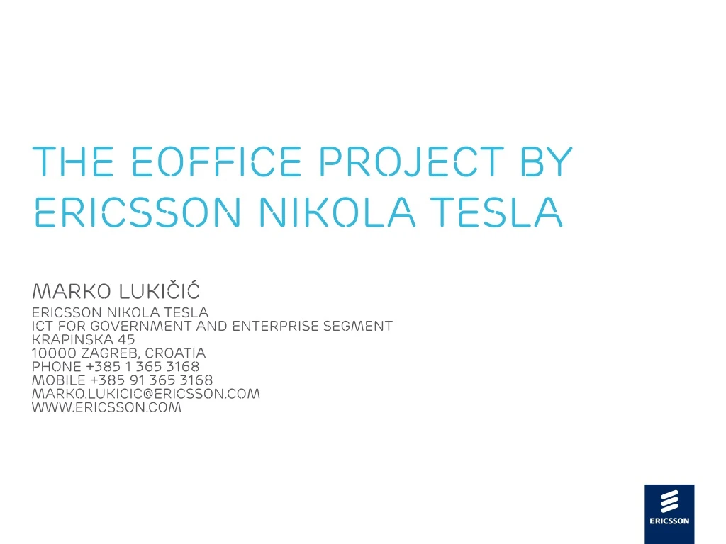 the eoffice project by ericsson nikola tesla