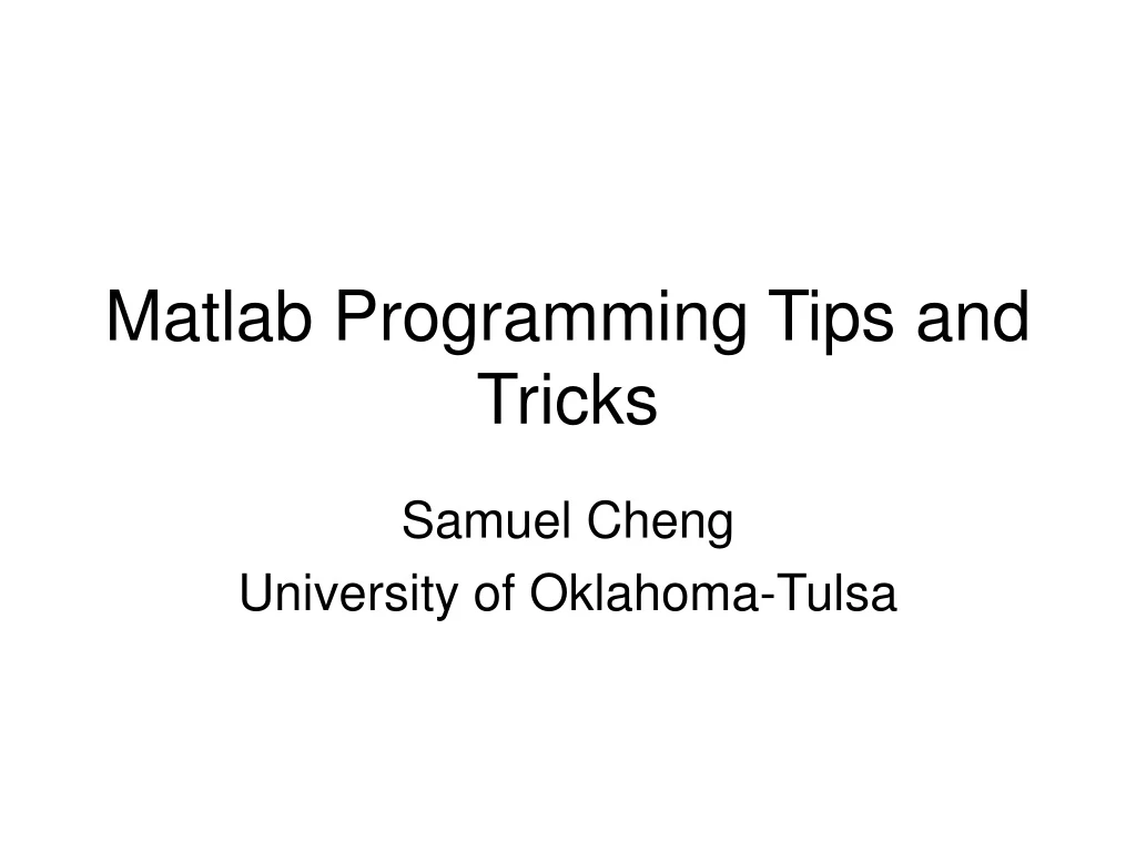 matlab programming tips and tricks