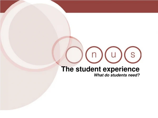 The student experience What do students need?