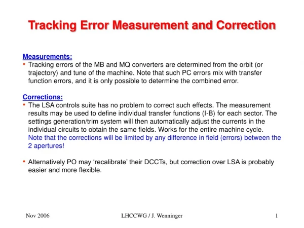 Tracking Error Measurement and Correction
