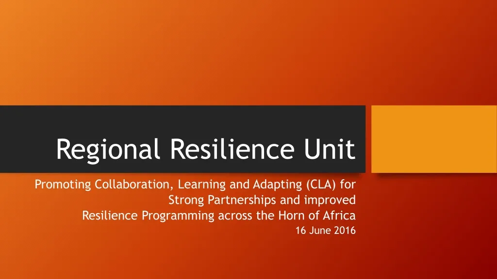 regional resilience unit