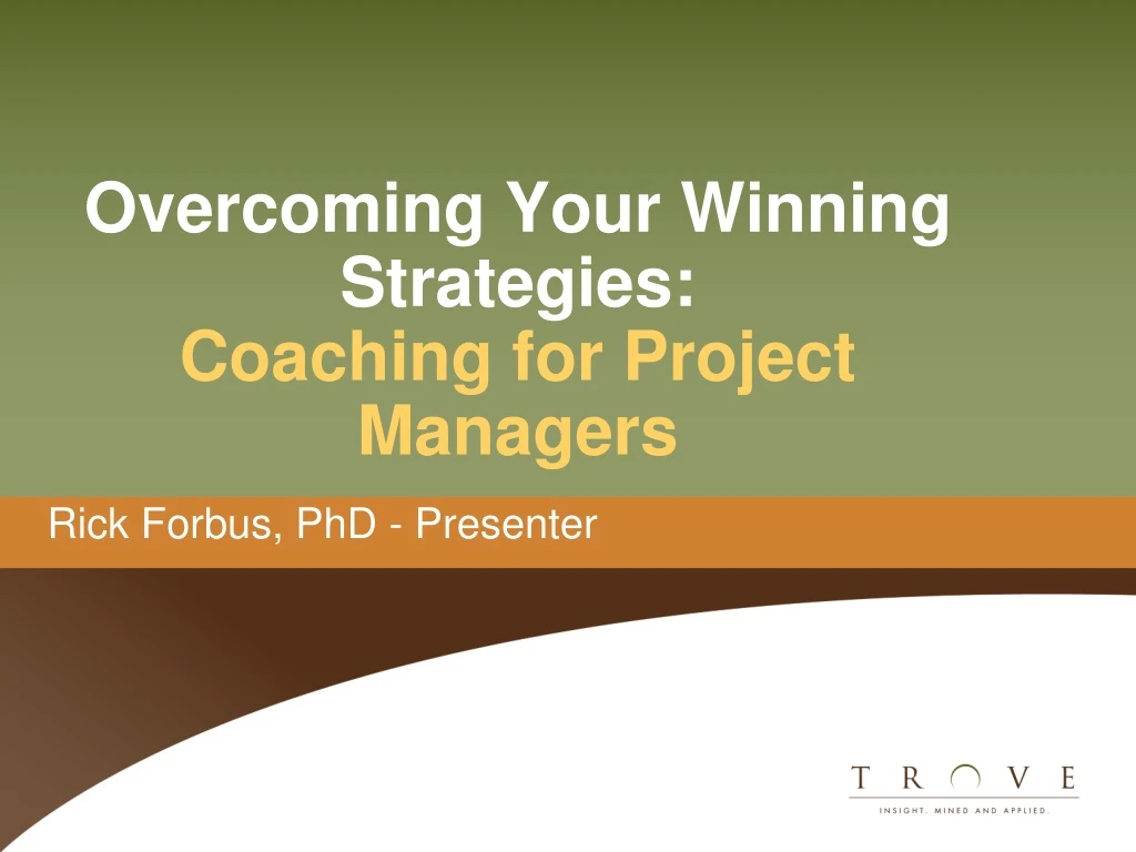 overcoming your winning strategies coaching for project managers