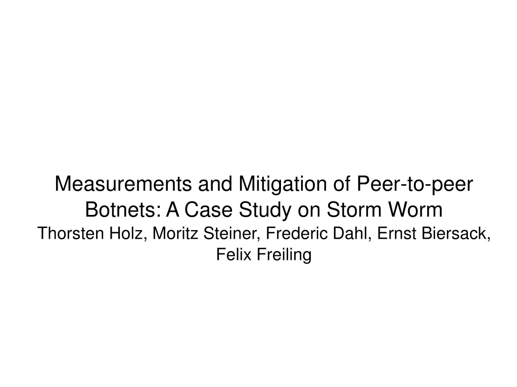 measurements and mitigation of peer to peer