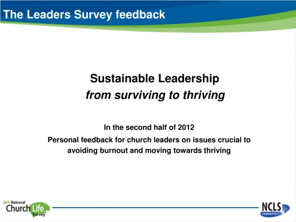 Sustainable Leadership from surviving to thriving