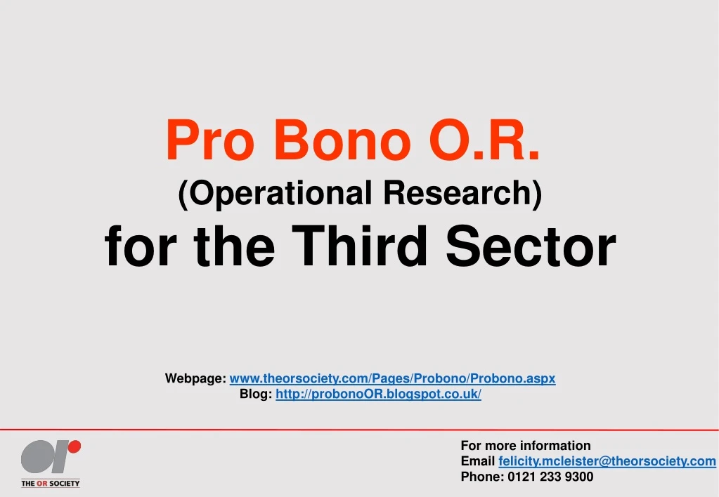 pro bono o r operational research for the third