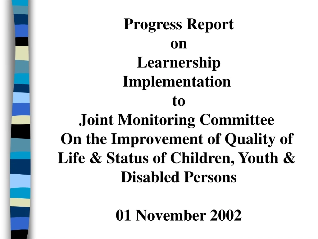 progress report on learnership implementation