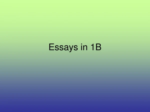 Essays in 1B