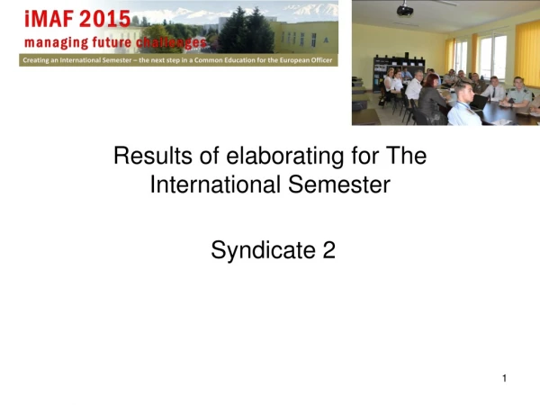 Results of elaborating for The International Semester
