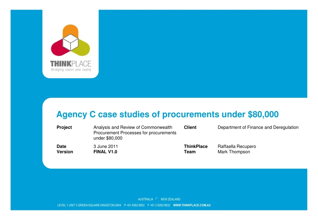 agency c case studies of procurements under 80 000