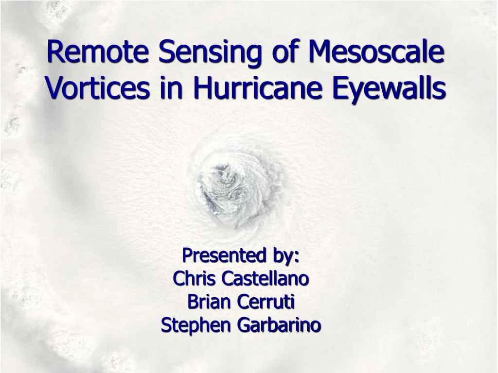 remote sensing of mesoscale vortices in hurricane eyewalls