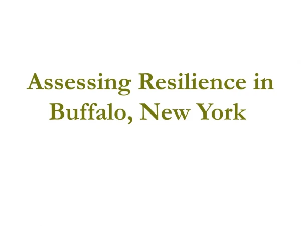 Assessing Resilience in Buffalo, New York
