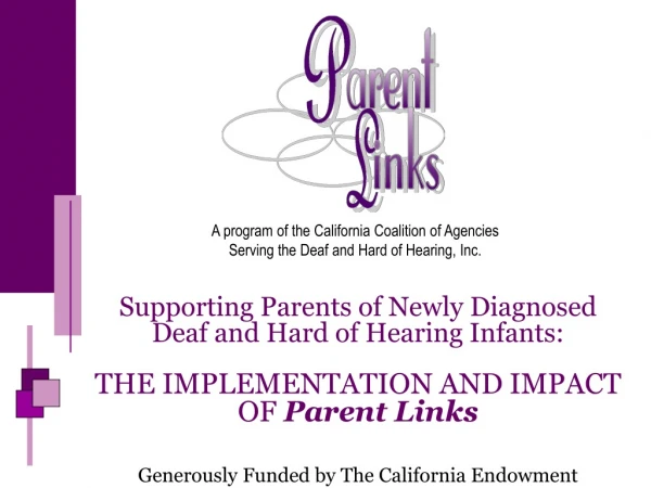 Supporting Parents of Newly Diagnosed Deaf and Hard of Hearing Infants:
