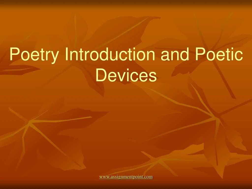 poetry introduction and poetic devices