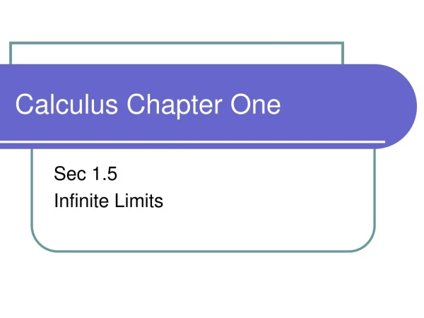 Calculus Chapter One