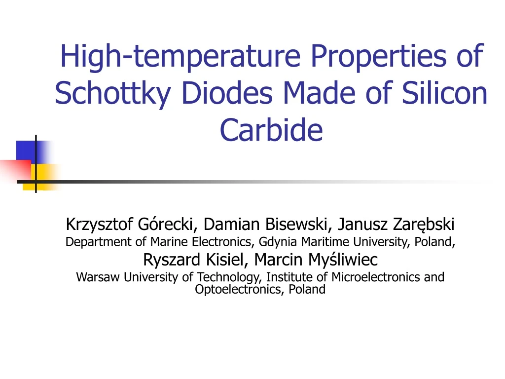 high temperature properties of schottky diodes made of silicon carbide