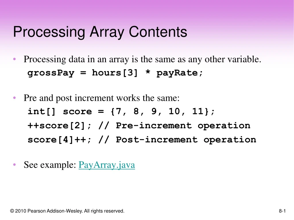 processing array contents