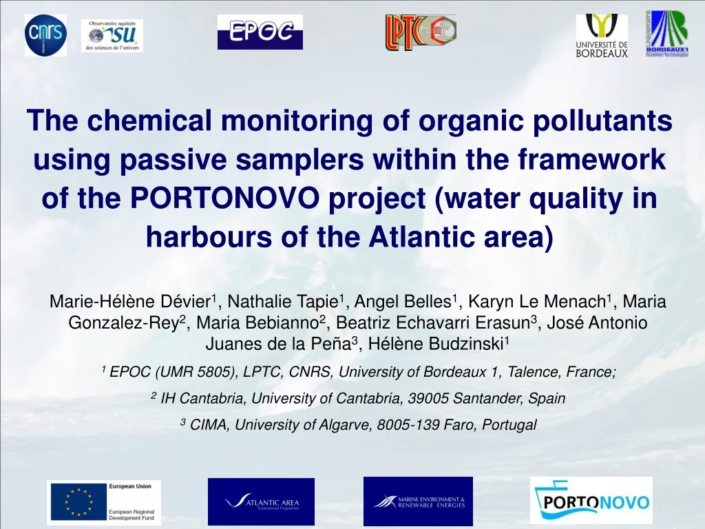 the chemical monitoring of organic pollutants