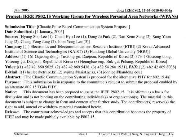 Project: IEEE P802.15 Working Group for Wireless Personal Area Networks (WPANs)