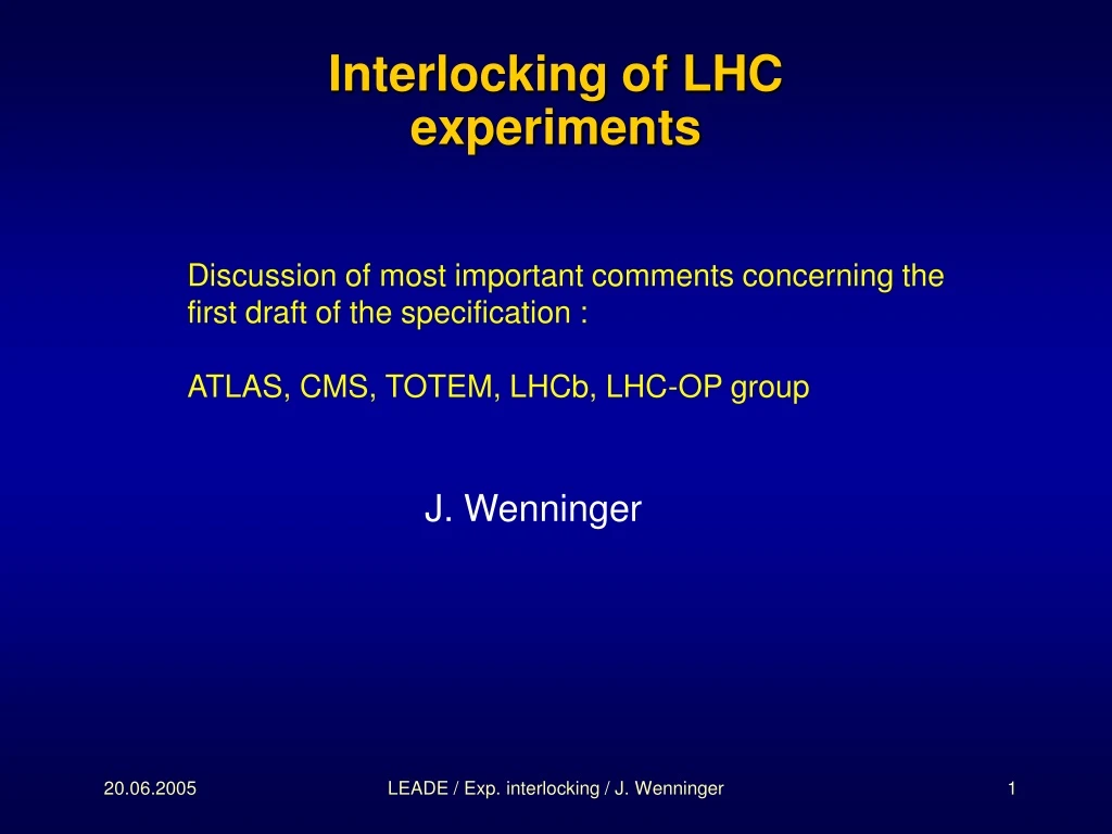 interlocking of lhc experiments